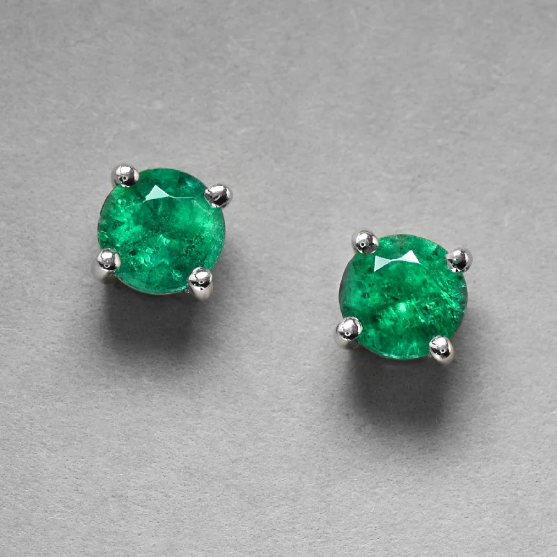 Wedding Jewelry Earrings-Classique Emerald Studs