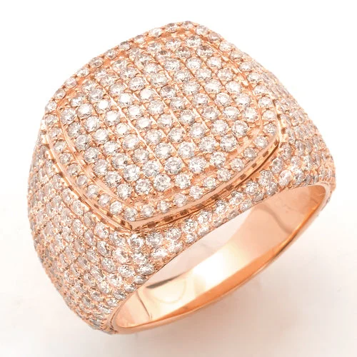 Silver Ring with Diamonds-14KR 4.00CTW DIAMOND SQUARE DOME MENS RING