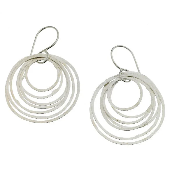 Silver Statement Earrings-Circle Ripple Earrings