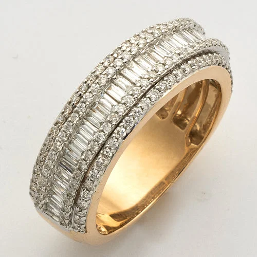 Luxury Wedding Band-14KY+W 1.55CTW BAGUETTE DIAMOND MENS BAND