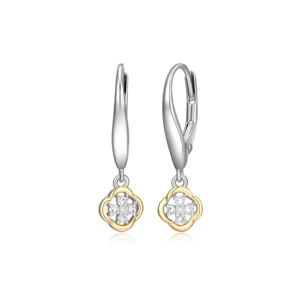 Cute Stud Earrings for Teenagers-14K Y Gold and SS  0.10ctw Diamond Drop Earrings