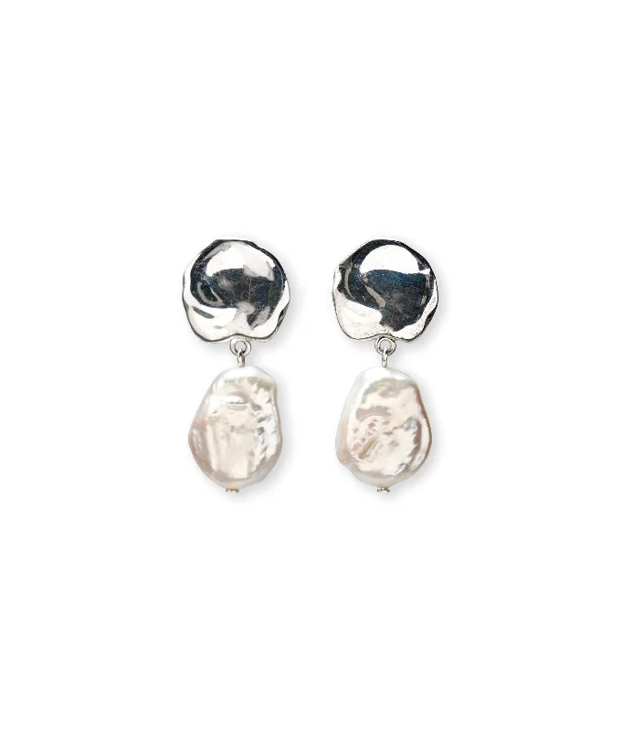 Classic Diamond Earrings-Coin Reflection Earrings in Silver