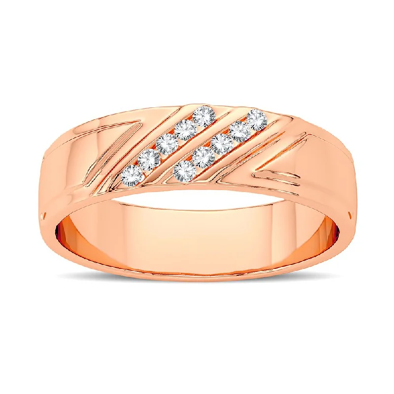 Unique Wedding Ring Set for Bride-14K 0.10CT Diamond Band