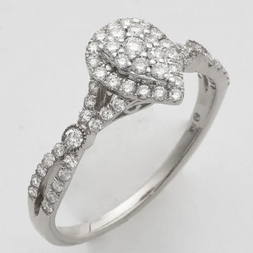 Unique Men's Wedding Ring-14KW 0.50CTW DIAMOND PEAR CLUSTER RING