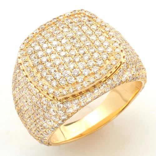 Gemstone Wedding Band-14KY 4.00CTW DIAMOND SQUARE DOME MENS RING