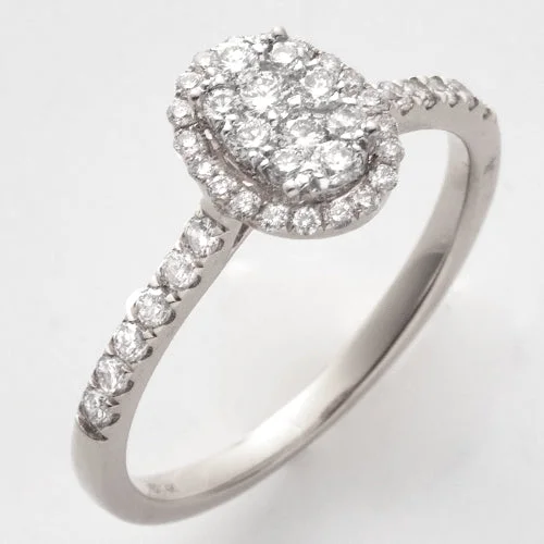 Men's Diamond Engagement Ring-14KW 0.50CTW DIAMOND OVAL CLUSTER RING - SINGLE