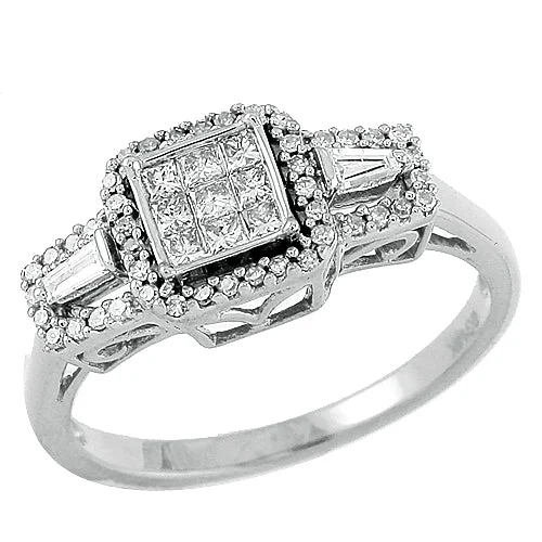 Custom Vintage Engagement Ring-14KW 0.50CTW DIAMOND FANCY DIAMOND RING