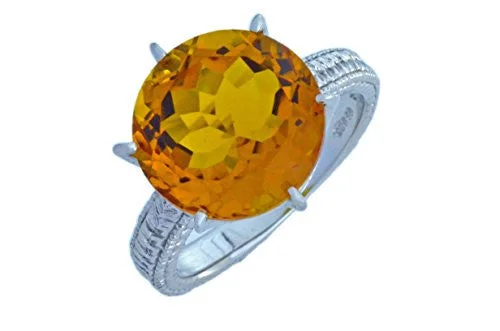 Unique Wedding Ring Set for Couples-3.5 Ct Citrine Round Ring .925 Sterling Silver Rhodium Finish