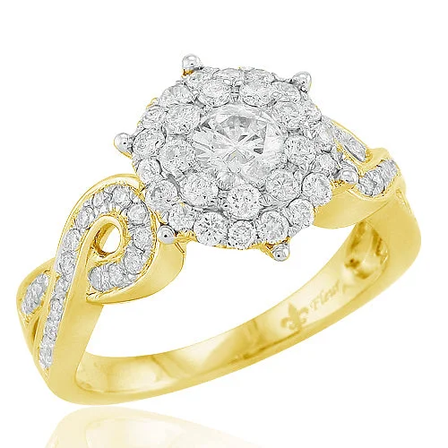 Elegant Wedding Band with Diamonds-14KY 1.00CTW DIAMOND FLEUR RING