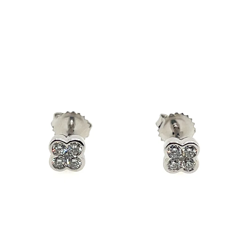 Elegant Earrings for Special Occasions-14K White Gold Diamond Motif Stud Earrings