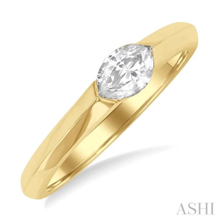 Gorgeous Wedding Band with Diamonds-1/3 ctw East-West Set Marquise Cut Diamond Solitaire Fashion Ring in 14K Yellow Gold