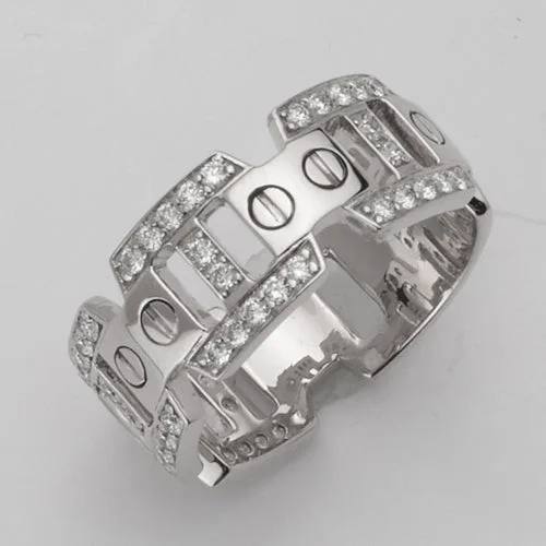 Antique Wedding Ring Set-14KW 0.75CTW DIAMOND MARINER LINK MENS RING