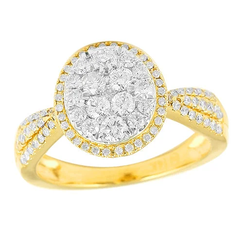 Unique Wedding Ring Set for Men-14KY 1.00CTW DIAMOND ROUND CLUSTER RING