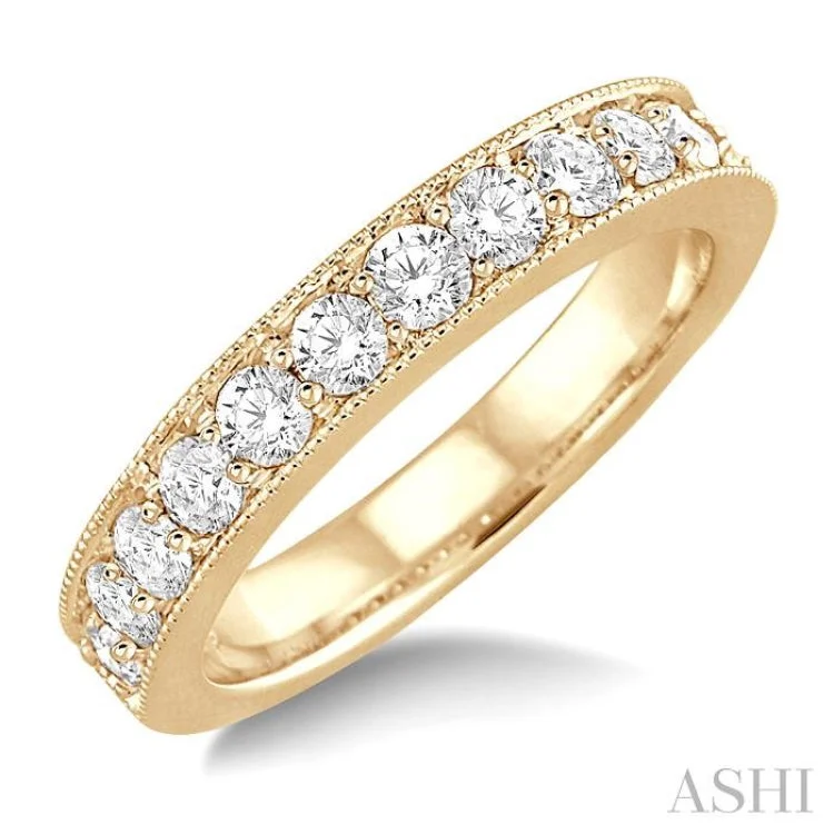 Diamond Ring for Wedding Day-1.00 ctw Round Cut Diamond Wedding Band in 14K Yellow Gold