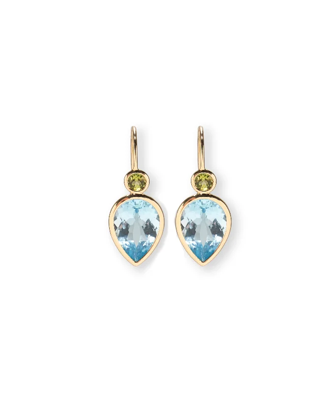 Unique Wedding Earrings-14k Gold Hera Earrings in Sky Blue Topaz