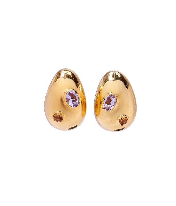 High-Quality Diamond Earrings-Mini Arp Earrings in Studded Gold