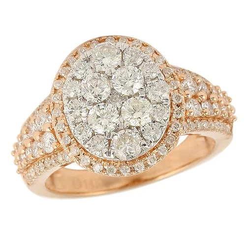 Classic Wedding Ring for Couples-14KR 1.75CTW DIAMOND CLUSTER RING