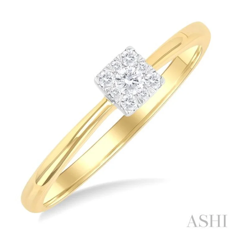 Diamond Eternity Ring-1/10 ctw Lovebright Petite Square Shape Round Cut Diamond Fashion Ring in 10K Yellow Gold