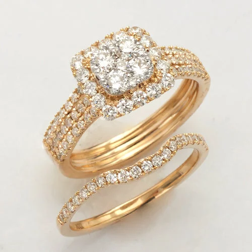 Modern Wedding Band Set for Women-14KY 1.50CTW DIAMOND BRIDAL SET