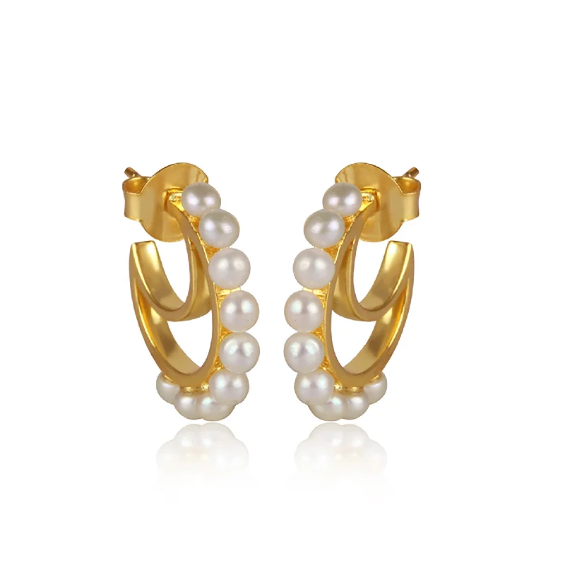 Wedding Jewelry Earrings-Luna Hoop Earrings - Pearl