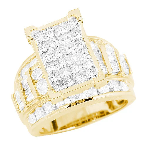 Sparkling Gold Engagement Ring-14KY 3.00CTW DIAMOND CINDERELLA RING