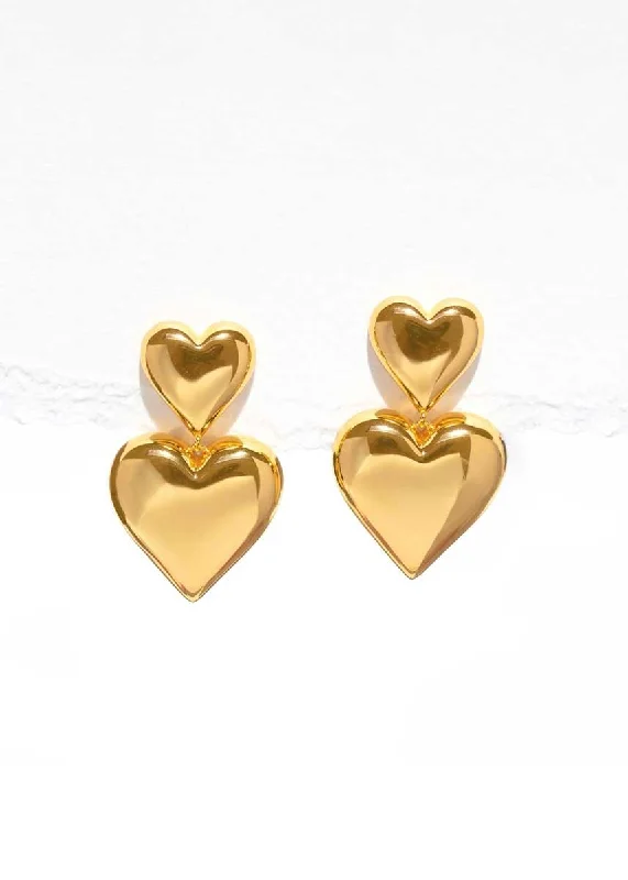 Colorful Earrings for Teens-Heartfelt Dangle Earrings - Gold