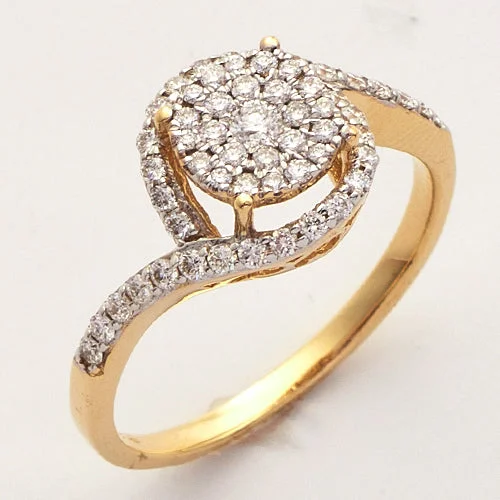 Beautiful Gold Wedding Band-14KY 0.50CTW LUNA CLUSTER DIAMOND RING WITH HALO