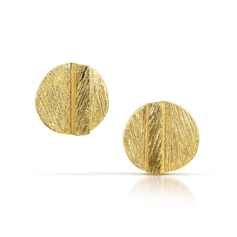 Modern Stud Earrings-Carved Oval Platform Earrings - small