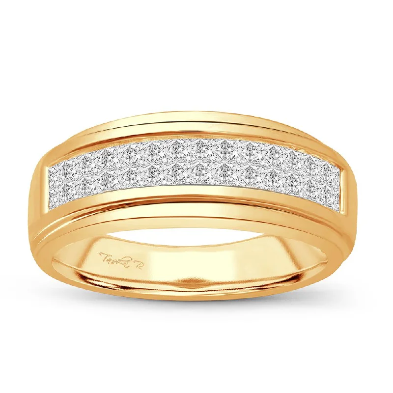 Wedding Ring Set with Gemstones-14K 0.96CT DIAMOND MENS BAND