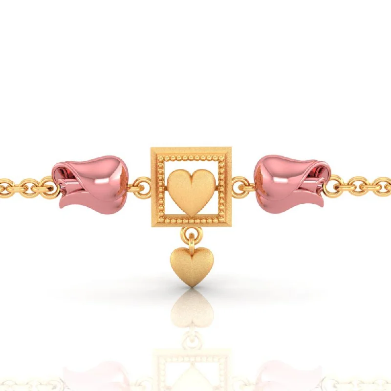 Colorful Beaded Bracelet for Women-18k Heart Cantered Square With Yellow Gold Bracelet