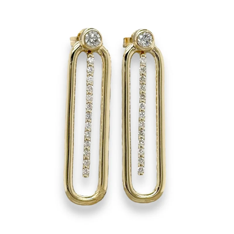 Unique Earrings for Bridesmaids-14K Y Gold 0.43cttw H/I1 Diamond Paperclip Earrings