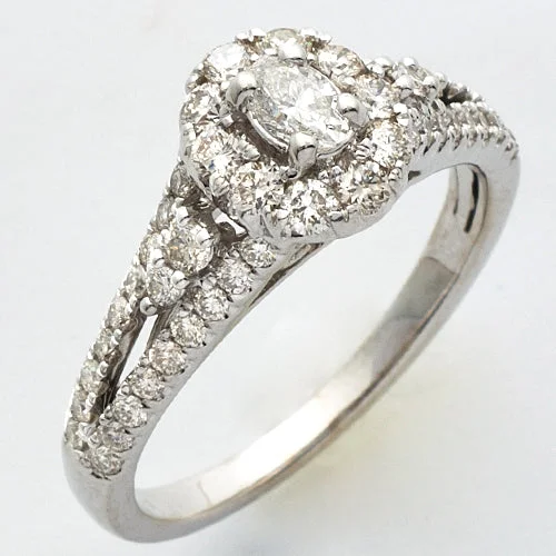 Simple Diamond Engagement Ring-14KW 1.00CTW DIAMOND OVAL SHAPE BRIDAL