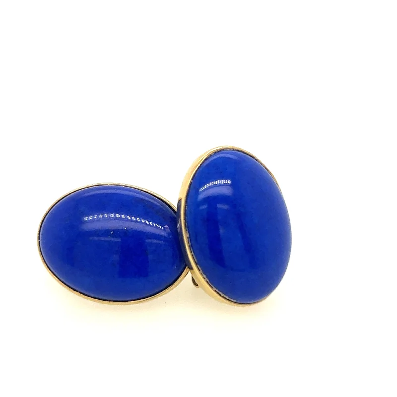 Minimalist Silver Earrings-18K Yellow Gold Lapis Earrings