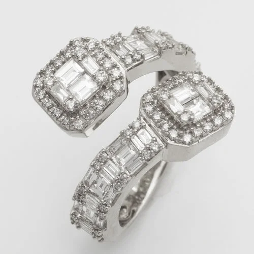 Designer Ring with Birthstone-14KW 1.85CTW DIAMOND BAGUETTE & ROUND LADIES