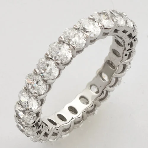 Wedding Ring Set with Sapphire-PLATINUM 950 3.15CTW OVAL DIAMOND BAND