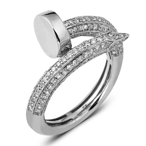 Classic Gold Wedding Band-14KW 1.30CTW DIAMOND DESIGNER NAIL RING