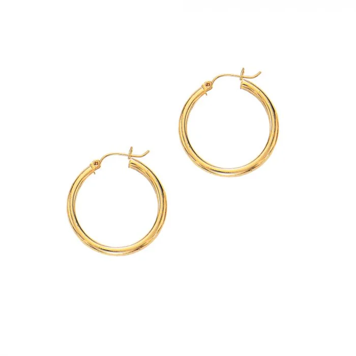 Funky Earrings for Teens-14K Y Gold 25mm Shiny Hoop Earrings 1.70grms