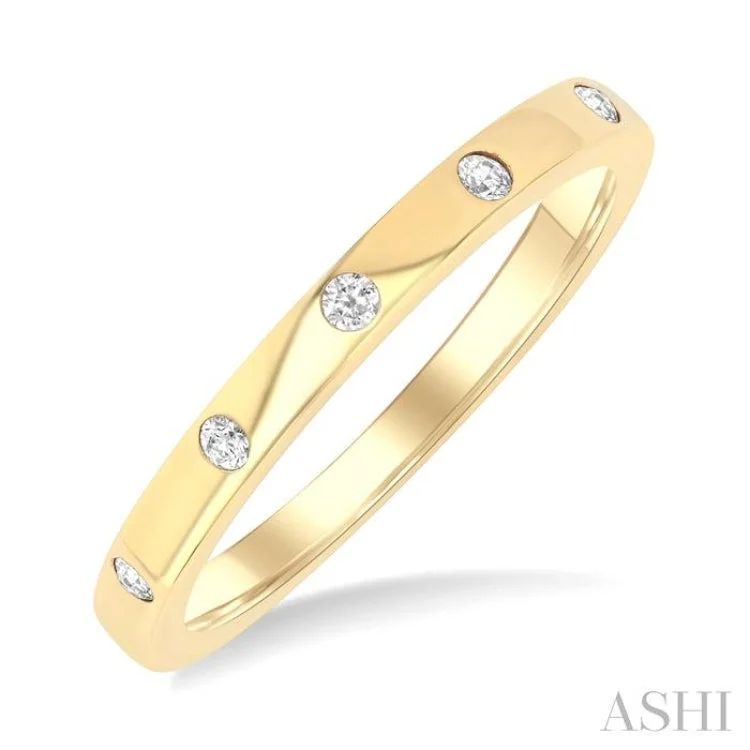 Wedding Rings for Couples-1/4 ctw Flush Bezel Set Diamond Fashion Band in 14K Yellow Gold