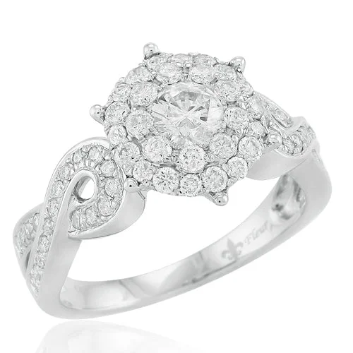 Women's Diamond Wedding Ring-14KW 1.00CTW DIAMOND FLEUR RING