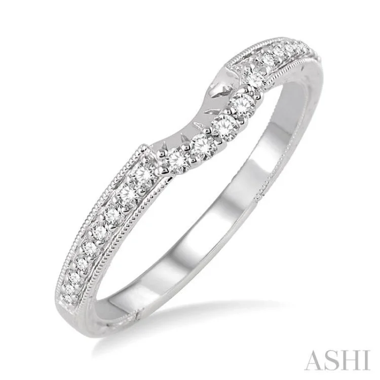 Unique Wedding Ring Set-1/5 ctw Round Cut Diamond Wedding Band in 14K White Gold