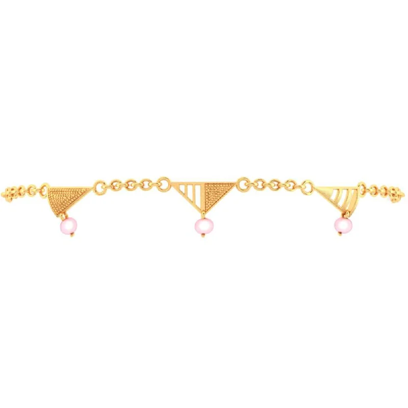 Classic Gold Tennis Bracelet-18k Graceful Gold Bracelets With Conical Shapes And Beads