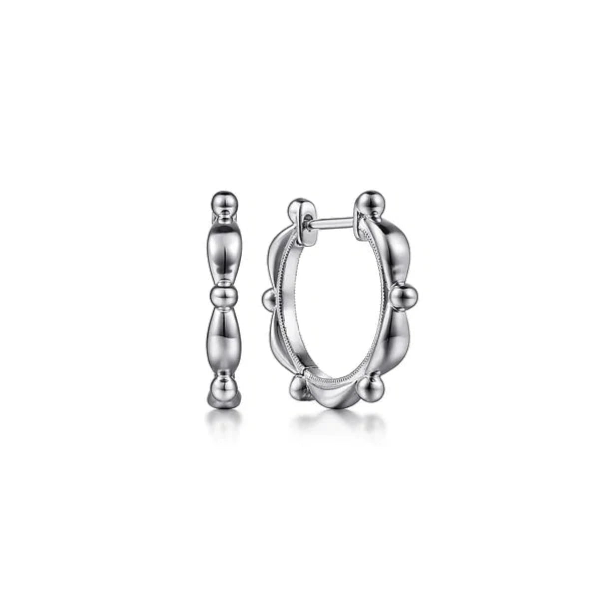 Elegant Bridal Earrings-SS 18mm Bead Huggie Earrings