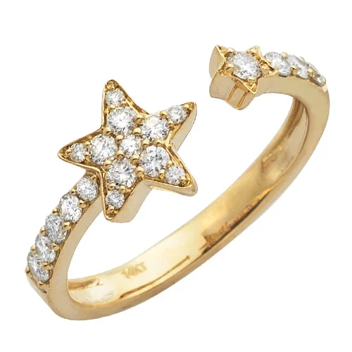 Personalized Gemstone Ring-14KY 0.40CTW DIAMOND OPEN STAR DESIGN RING