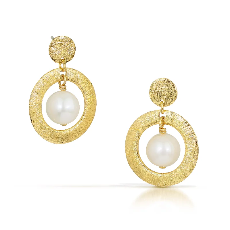 Chic Dangle Earrings-Open Circle Dangle Earrings - 18k vermeil