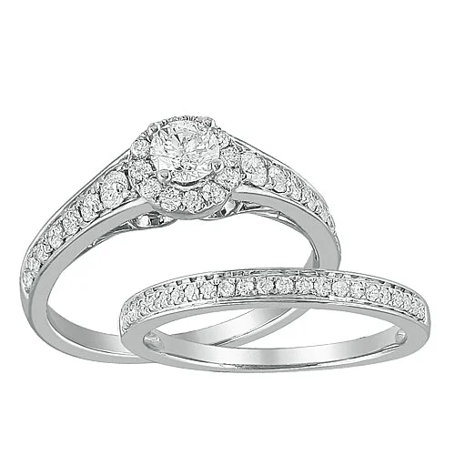 Designer Wedding Ring Set-14KW 1.00CTW DIAMOND BRIDAL SET