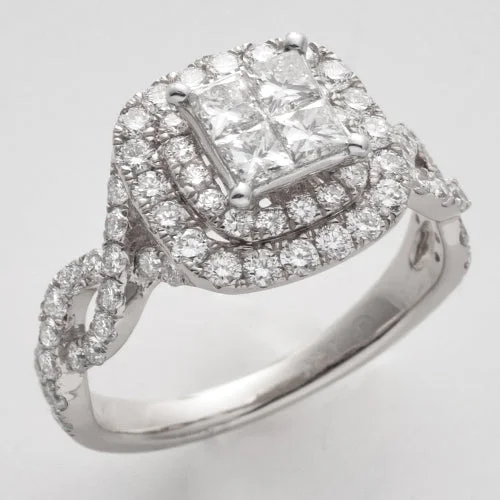 Promise Ring with Diamond-14KW 1.50CTW PC DIAMOND QUAD HEAD RING