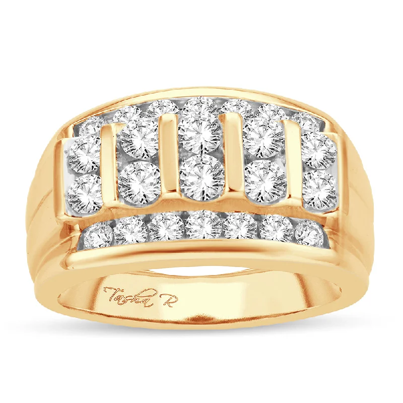 Luxury Gold Wedding Ring-14K  2.00CT  Diamond Mens Band