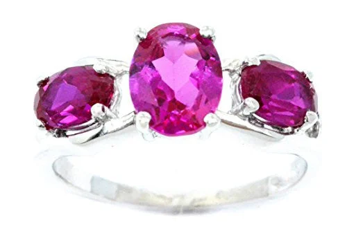 Customizable Wedding Band Set-2 Ct Created Ruby Oval Ring .925 Sterling Silver Rhodium Finish