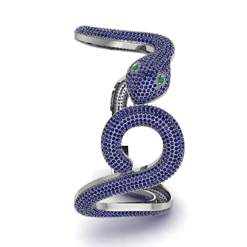 Luxury Gold Tennis Bracelet for Weddings-Gorgeous Sapphire Snake Bracelet - Ronald No. 21