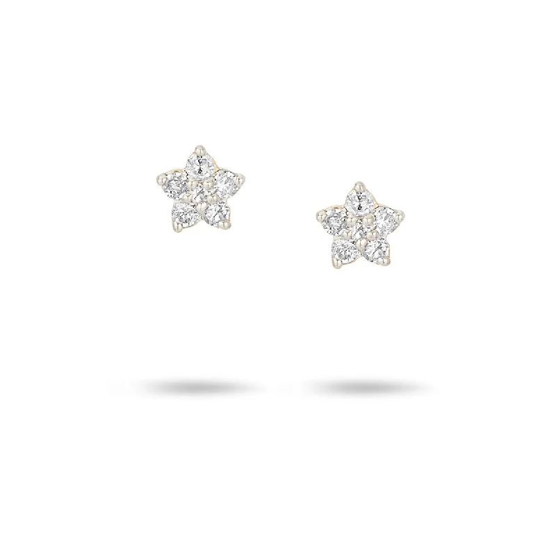 Luxurious Pearl Earrings-Paris Super Tiny Diamond Flower Posts